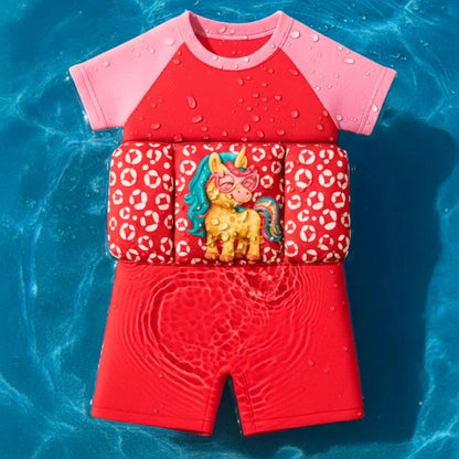Traje de Baño Infantil con Flotadores Integrados y Gorro