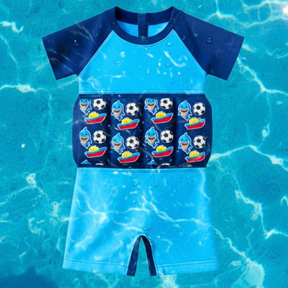 Traje de Baño Infantil con Flotadores Integrados y Gorro