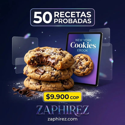 50 Recetas de New York Cookies – Ebook para Cocinar y Vender