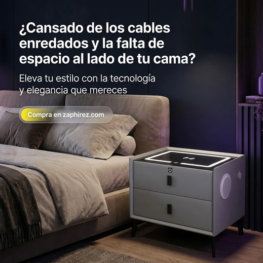 Mesa de Noche Inteligente con Carga Inalámbrica y LED