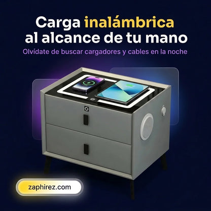 Mesa de Noche Inteligente con Carga Inalámbrica y LED