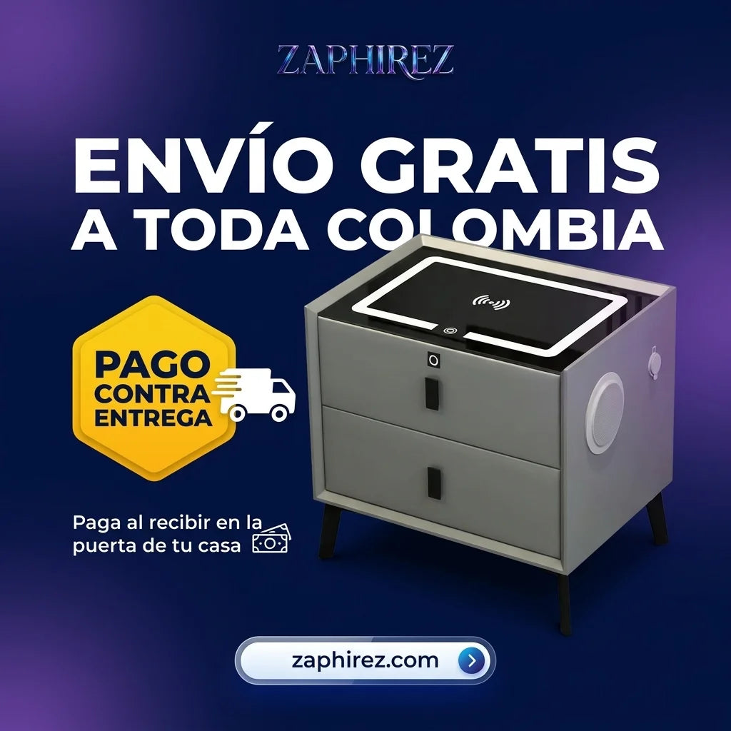 Mesa de Noche Inteligente con Carga Inalámbrica y LED