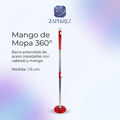 Palo de Repuesto para Trapero 360° con Mango y Cabezal Giratorio