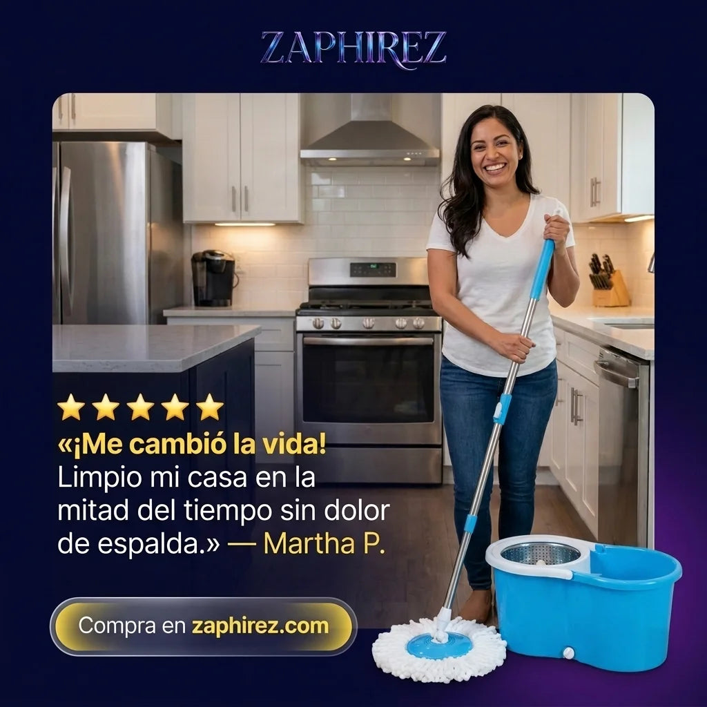 Trapero Giratorio 360° Grande con Canasta Metálica y 2 Mopas